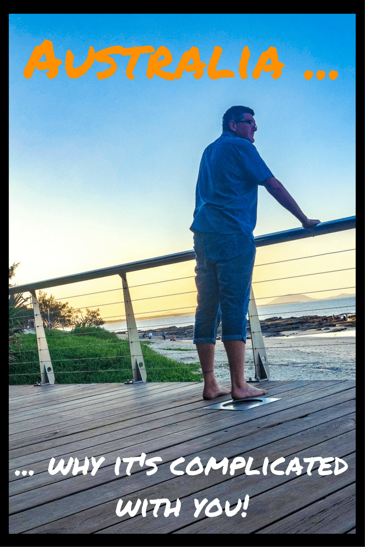 Oh, Australia, it's complicated with you! Me looking out to sea on the Sunshine Coast at dusk.