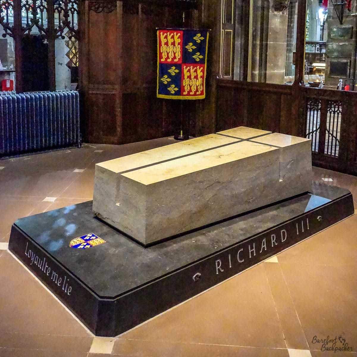 New grave of King Richard III inside Leicester Cathedral.