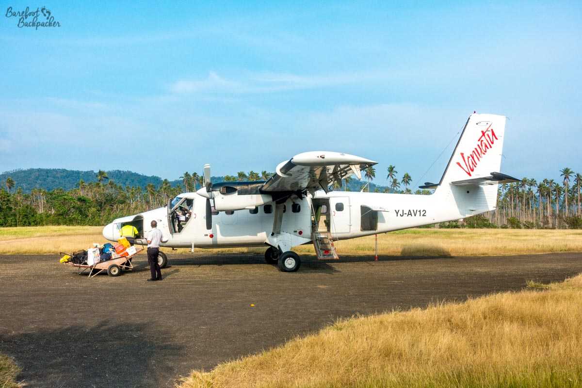 An aeroplane at Norsup Airport, Malekula.