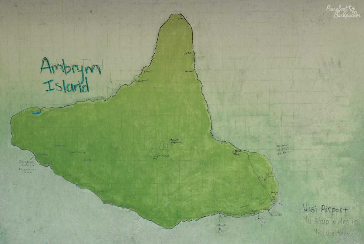 Map of Ambrym, at Ulei Airport