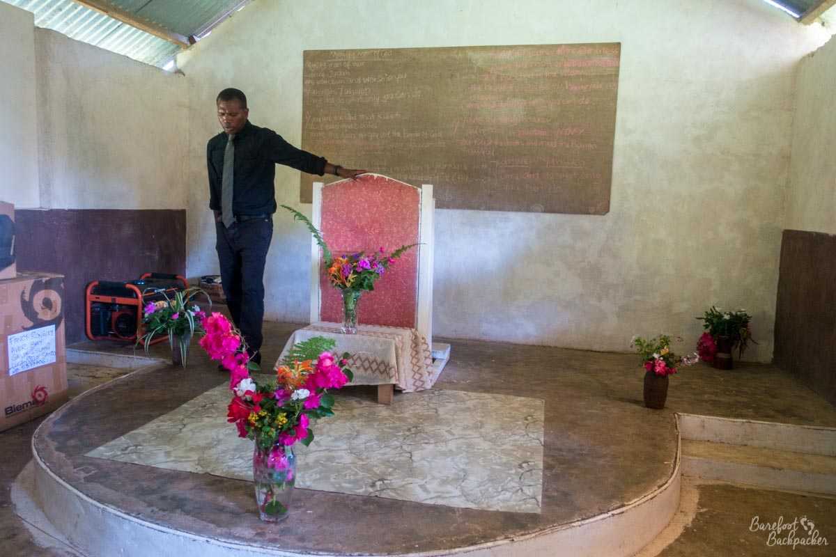 Preacher at a church on Gaua.