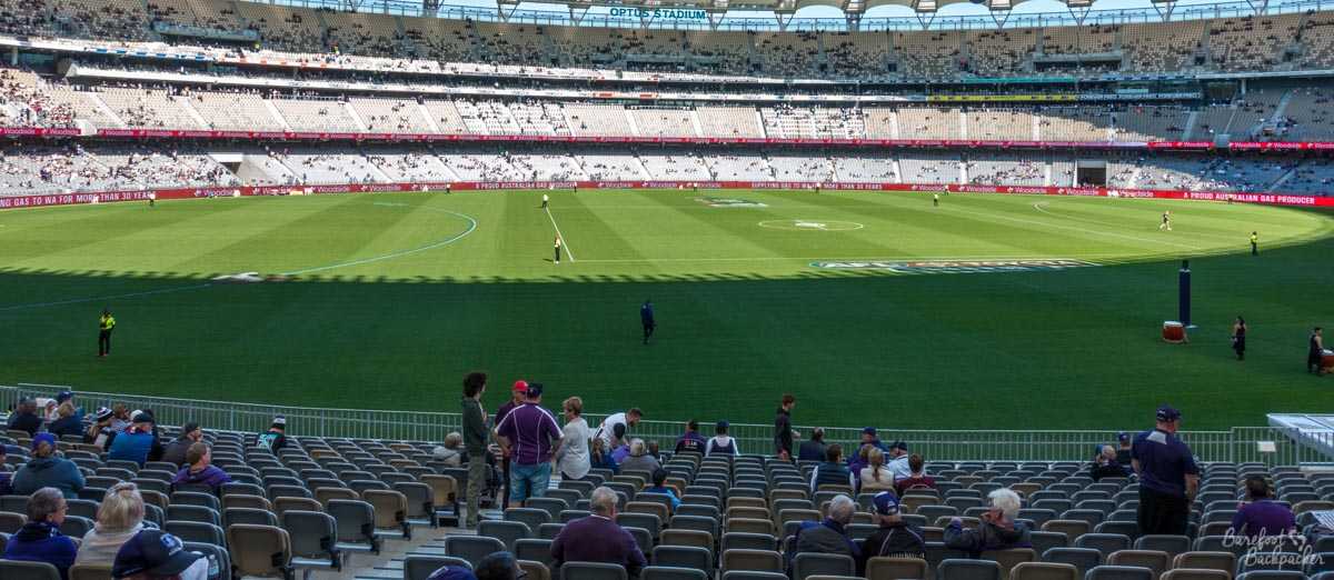 Inside Optus Stadium, Perth, Western Australia.