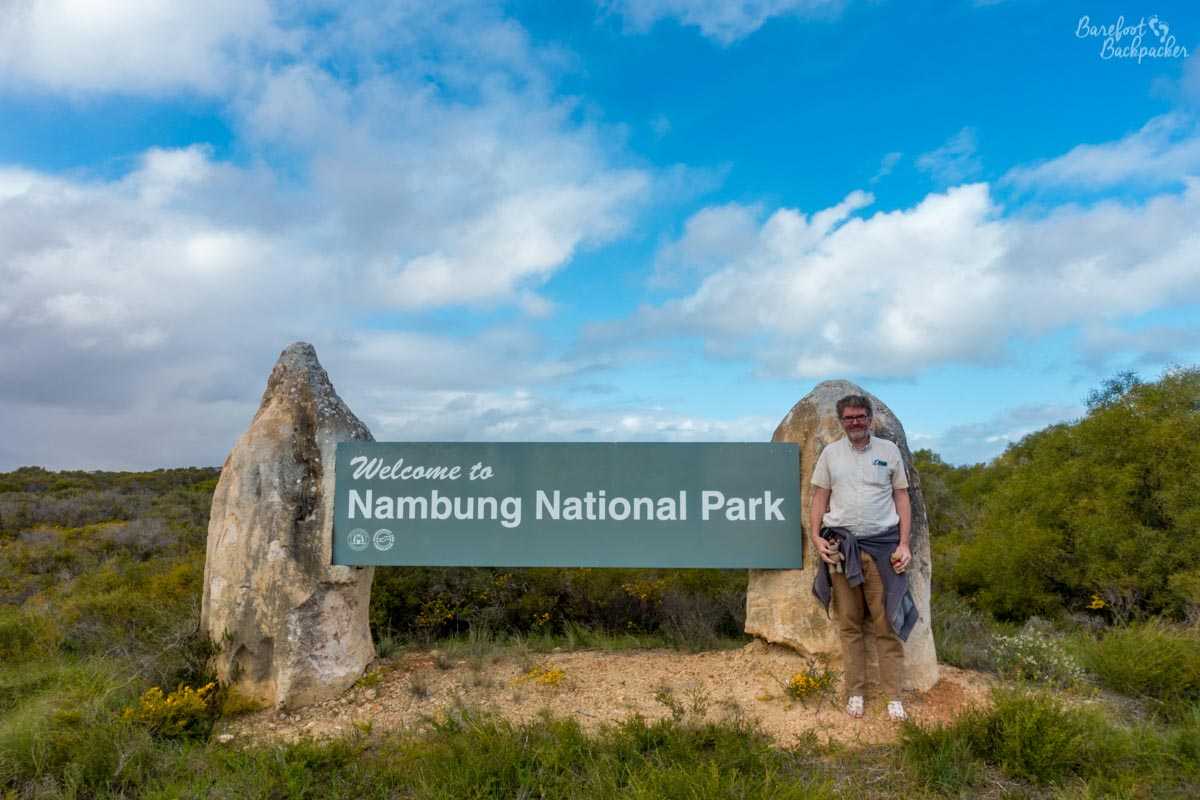 Welcoming sign at Nambung National Park, Western Australia