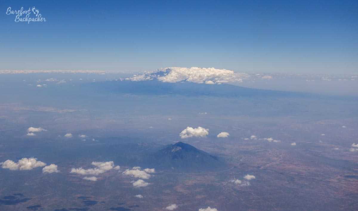 Mount Kilimanjaro, as seen from the aeroplane as we passed by it