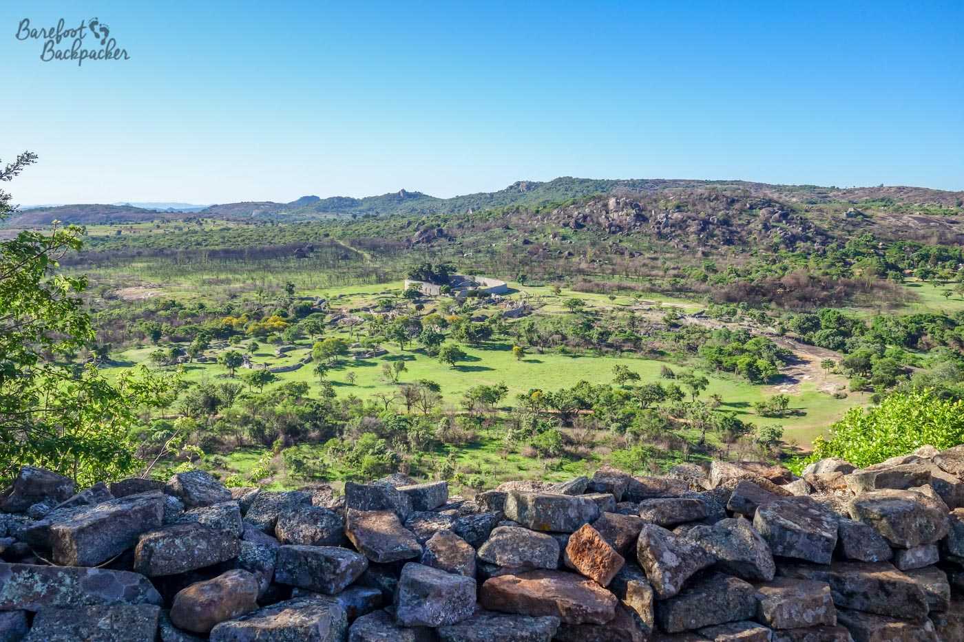 From the top of the Hill Complex, this is looking out over the Valley area and the plains on which the rest of Great Zimbabwe was built.