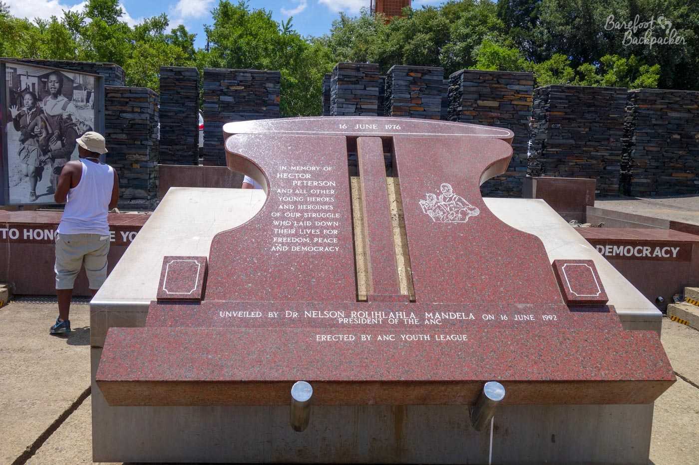 Memorial to Hector Pieterson, in Soweto – 'In memory of all young people who have laid down their lives for freedom'.
