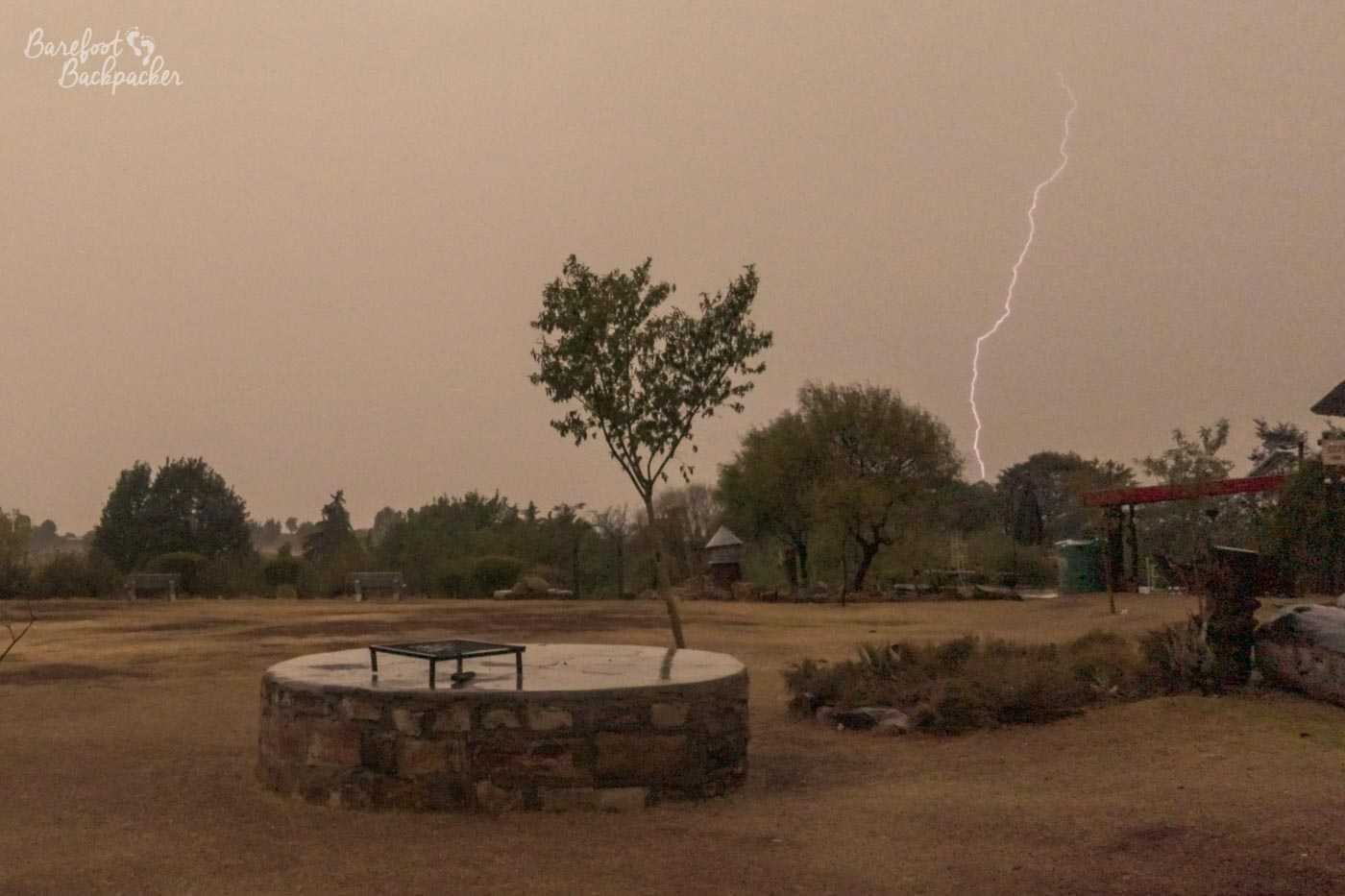 Lightning bolt during a heavy storm in Malealea, Lesotho