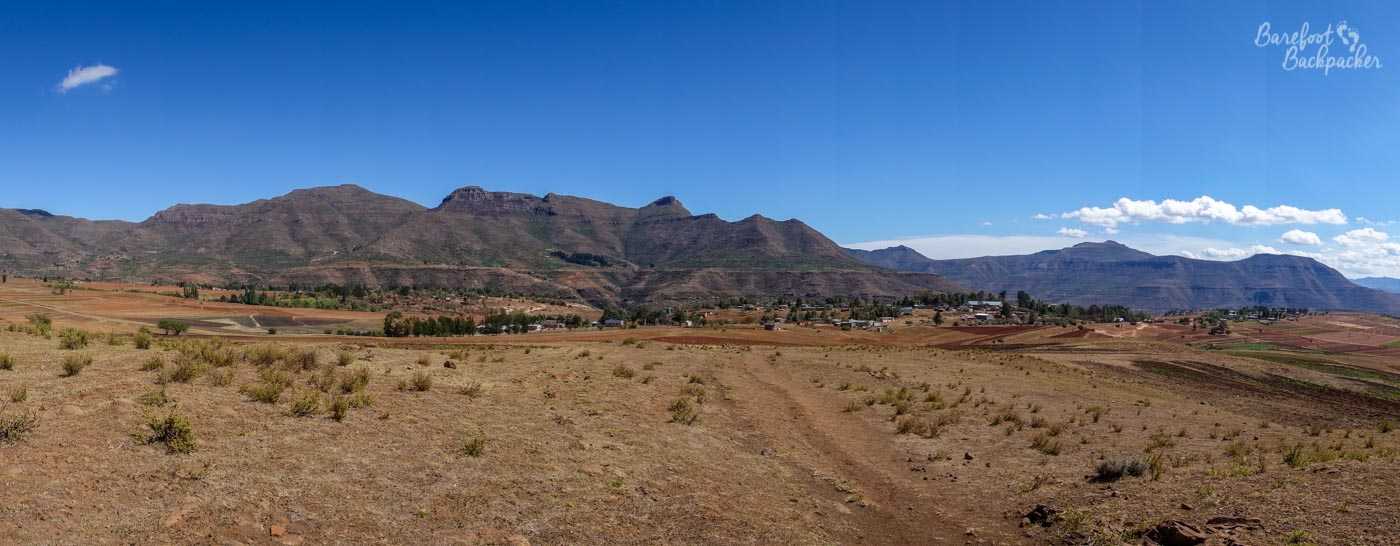 Typical scenery of Lesotho; mountains and wide open spaces.