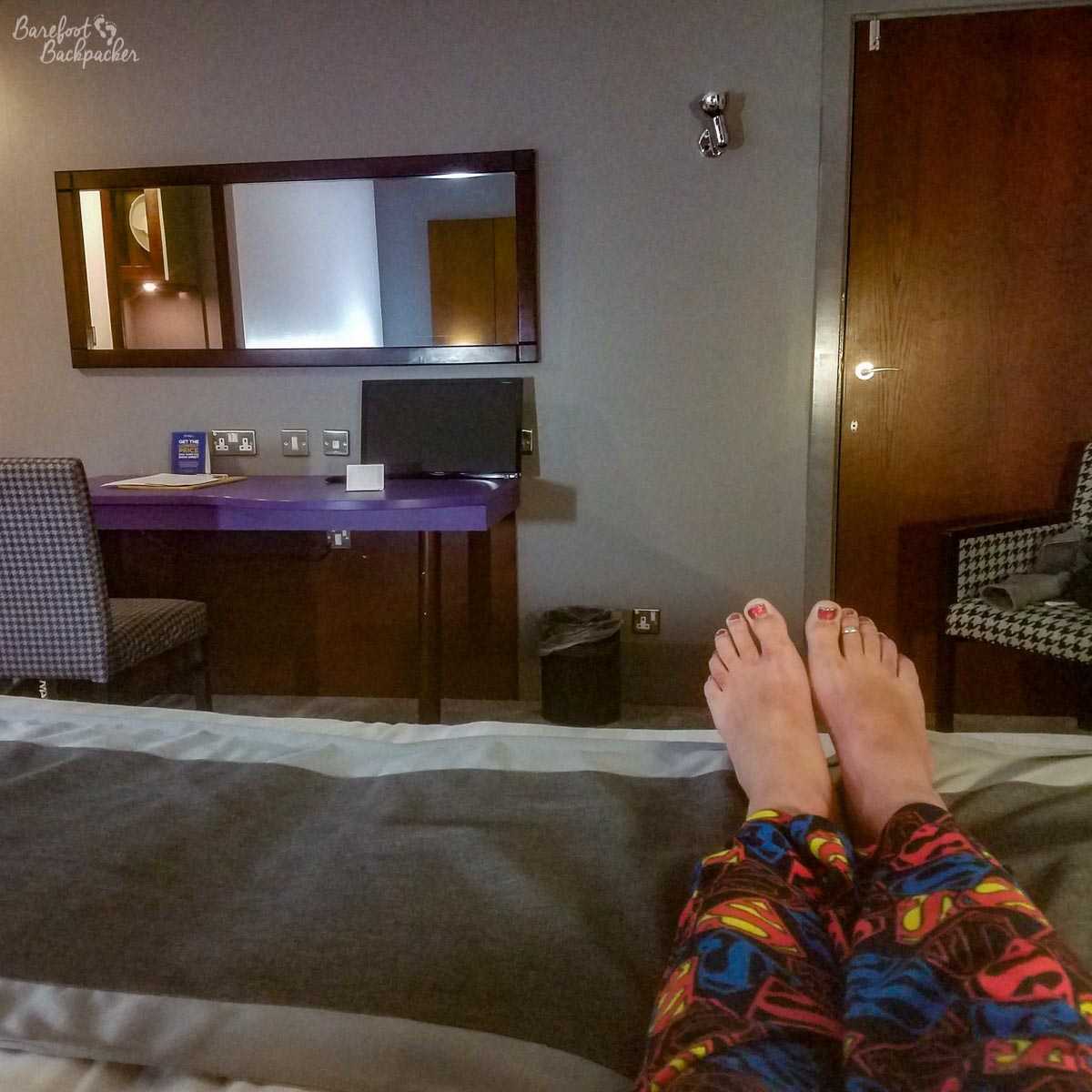 Relaxing in a hotel room in Sheffield