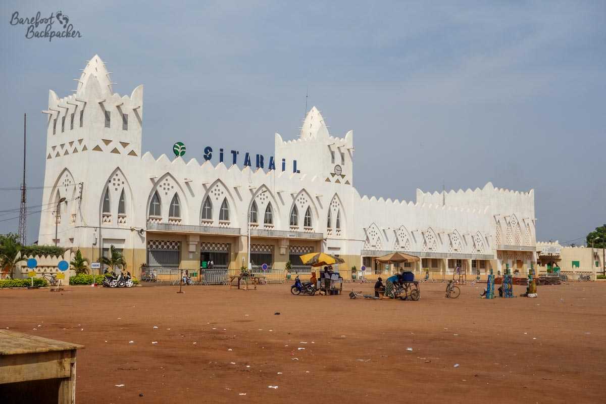 Bobo-Dioulasslou Railway Station, Burkina Faso; quite a distinctive, 'Moorish' look.