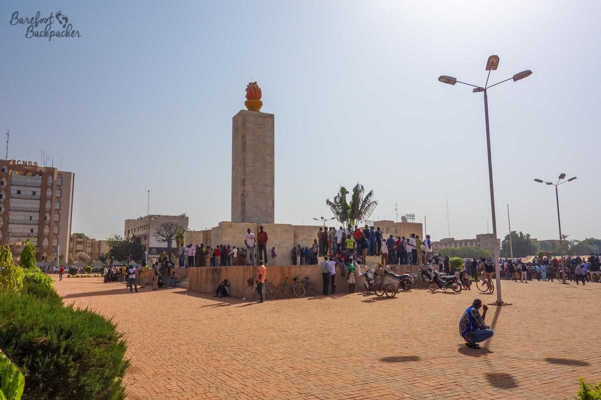 Place de la Révolution, Ouagadougou, Burkina Faso. Crowds.