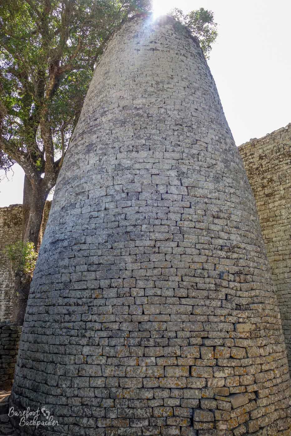 the iconic conical tower of Great Zimbabwe's Great Enclosure