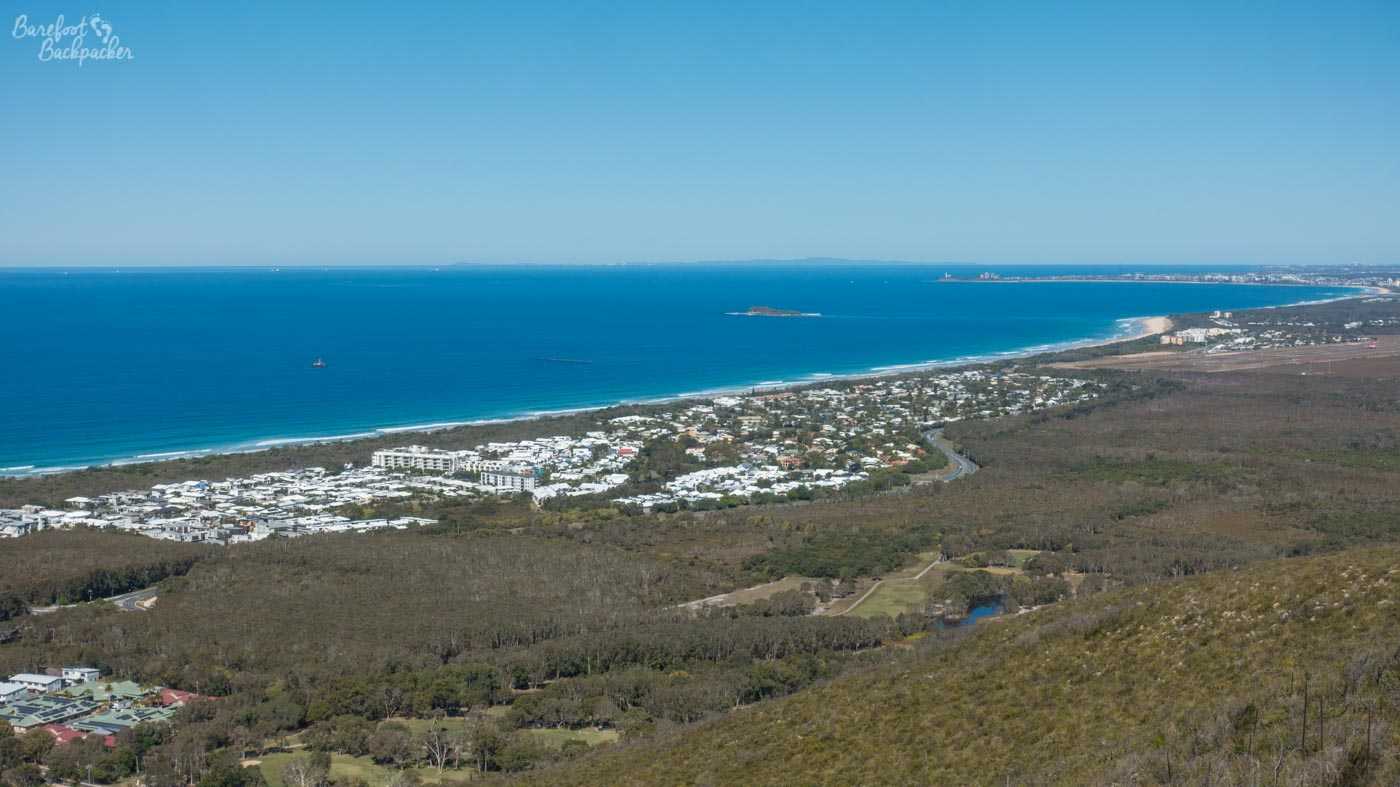 View from the top of Mount Coolum, looking South towards Maroochydore and Mooloolaba.