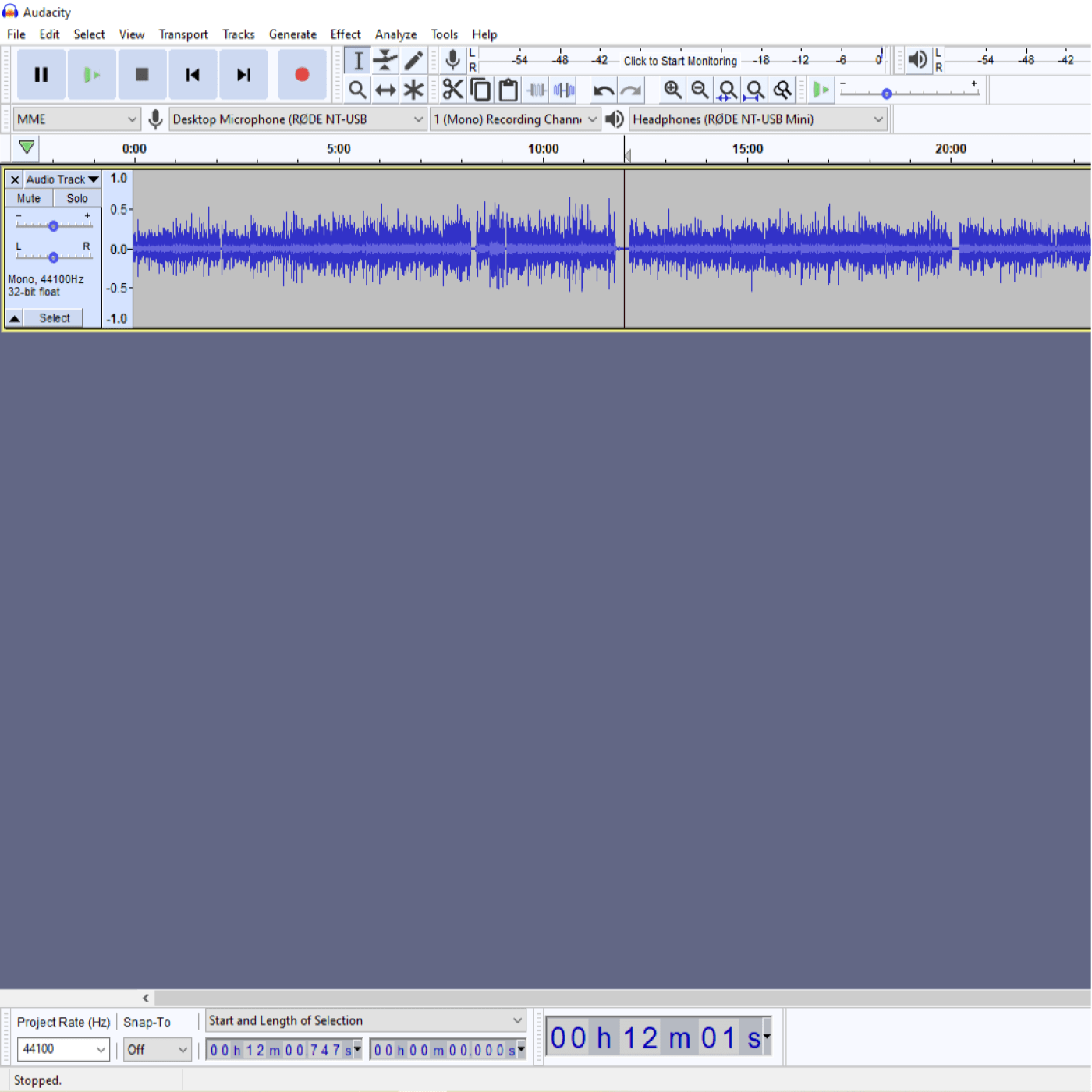 A screenshot of a waveform being edited in my sound editing program.